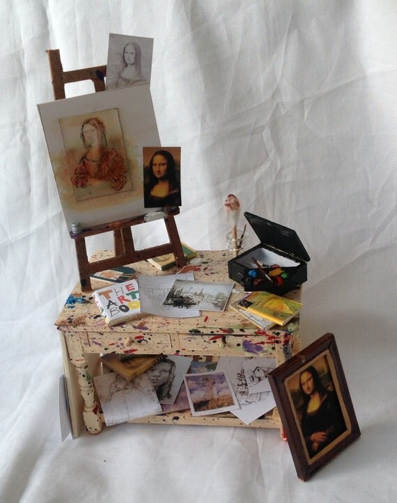 Dolls House Miniatures Artist's Table by LittleHouseAtPriory
