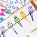 Summer greetings cards pack of 6 designs budgies bees butterflies blue yellow lilac green