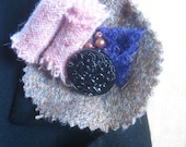 Harris Tweed Fabric Brooch in Pink and Blue