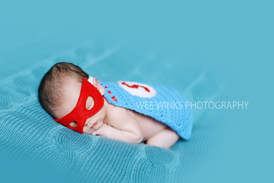 Super Hero Cape and Mask/ Newborn Superhero Prop/Baby Cape/