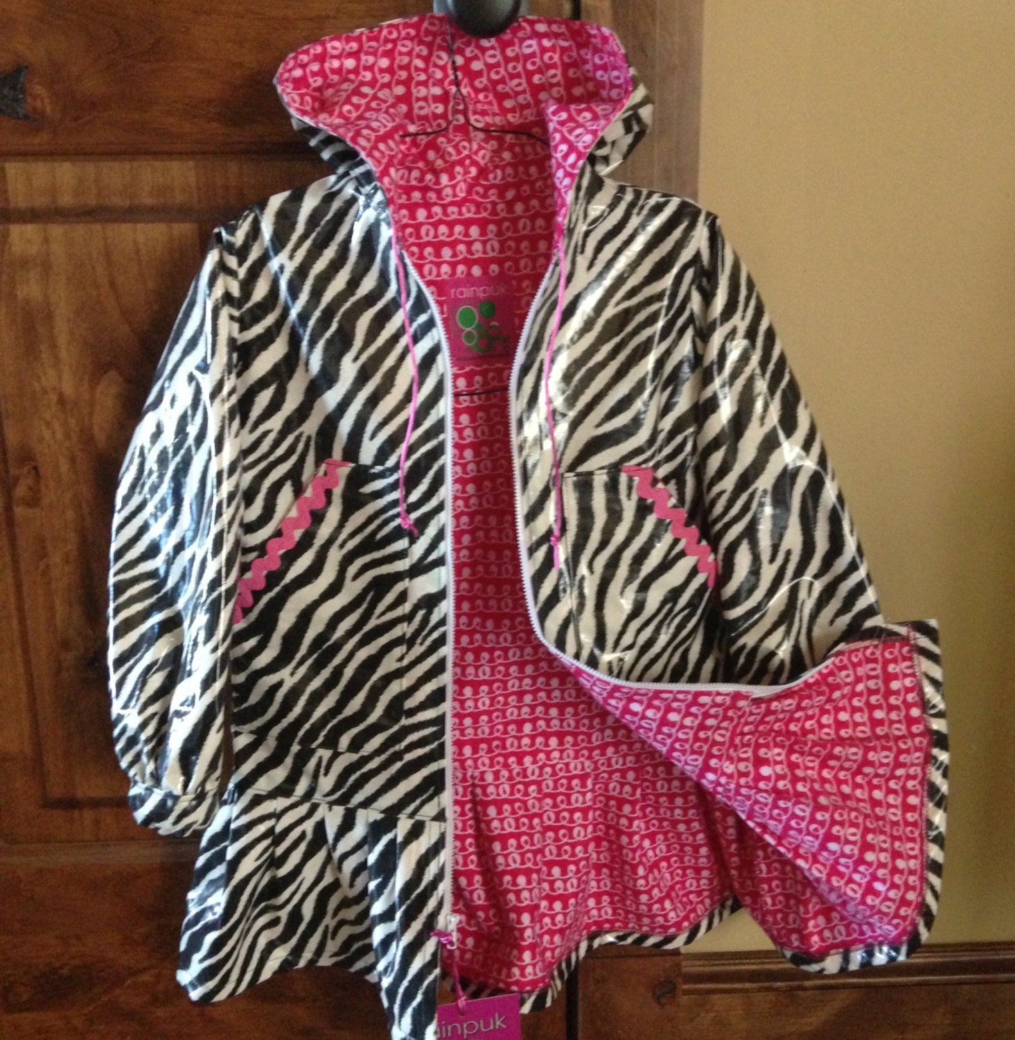 I Love Zebras Rainpuk, Kuspuk Raincoat for Girls (7-12)