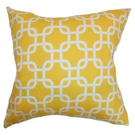 16x16 Yellow Lattice Decorative Lumbar Pillow Cover - Same Fabric Both Sides