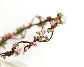 geraldine geraldson wreath (pink) - wedding bridal bridesmaid hair wreath, headpiece, woodland, dainty, romantic hair crown.