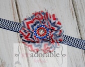 4th of July Chevron Headband - Limited Quantity - FREE SHIPPING with Another Item