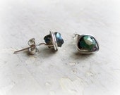 Rough Rainbow Titanium Stud Earrings // Gold Filled Wire Wrapped Posts