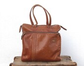 Vintage Distressed Tan Leather Medium Work Tote by Lands
