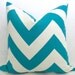 Grande Chevron Pillow - 18 inch - Turquoise - Blue - White - BOTH SIDES - Zig Zag Pillow - Accent Pillow