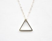 Small Silver Triangle Necklace - small silver plated brass triangle on a silver chain - minimal geometric jewellery