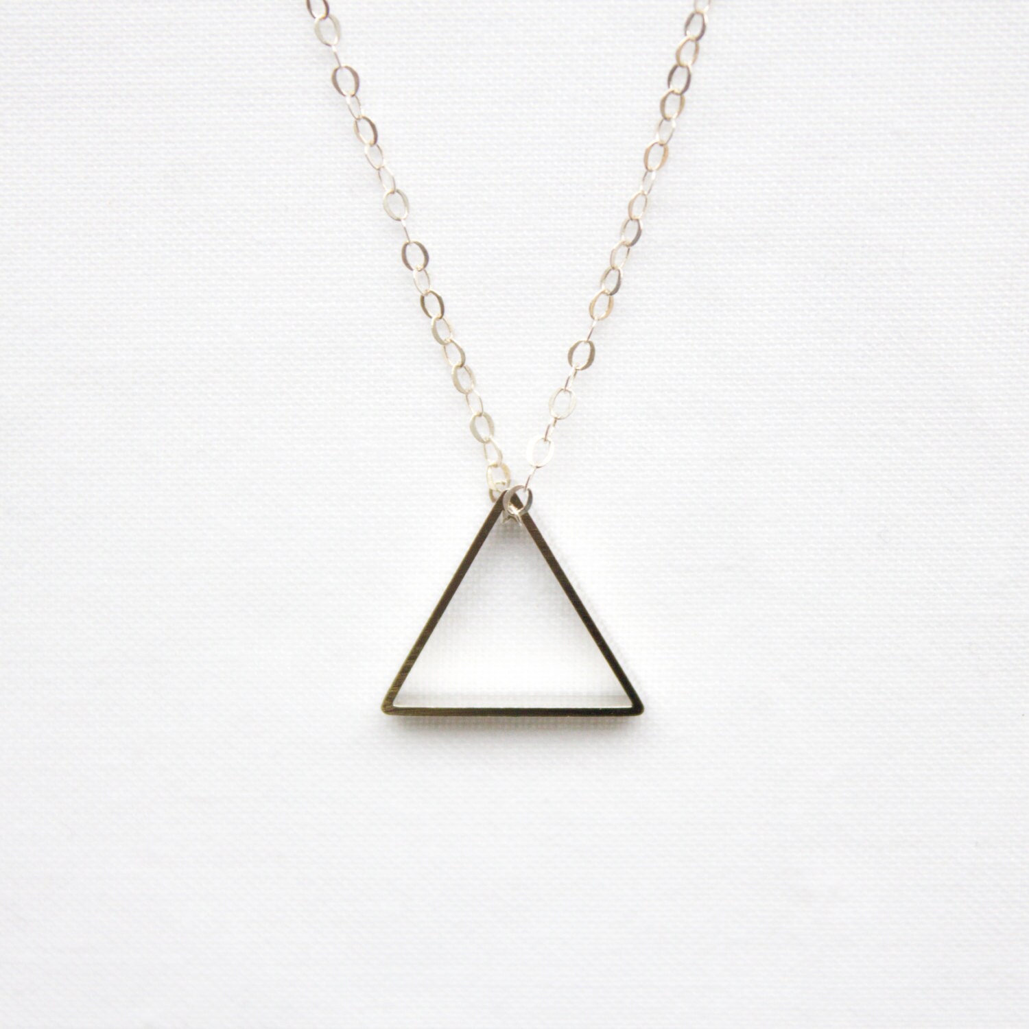 Small Silver Triangle Necklace small silver plated brass triangle on