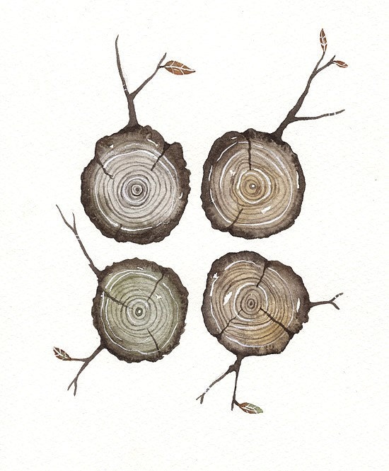 Woods No.1 - Watercolor Art Print, Limited Edition - Original Watercolor Painting by Lorisworld (5 by 7)
