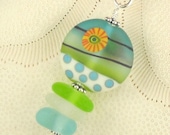 Eco Friendly Sea Glass Necklace Spring Flower SRA Lampwork Bead