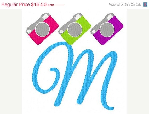 SALE INSTANT DOWNLOAD Vacation Photo Camera Machine Embroidery Monogram Font Design Set