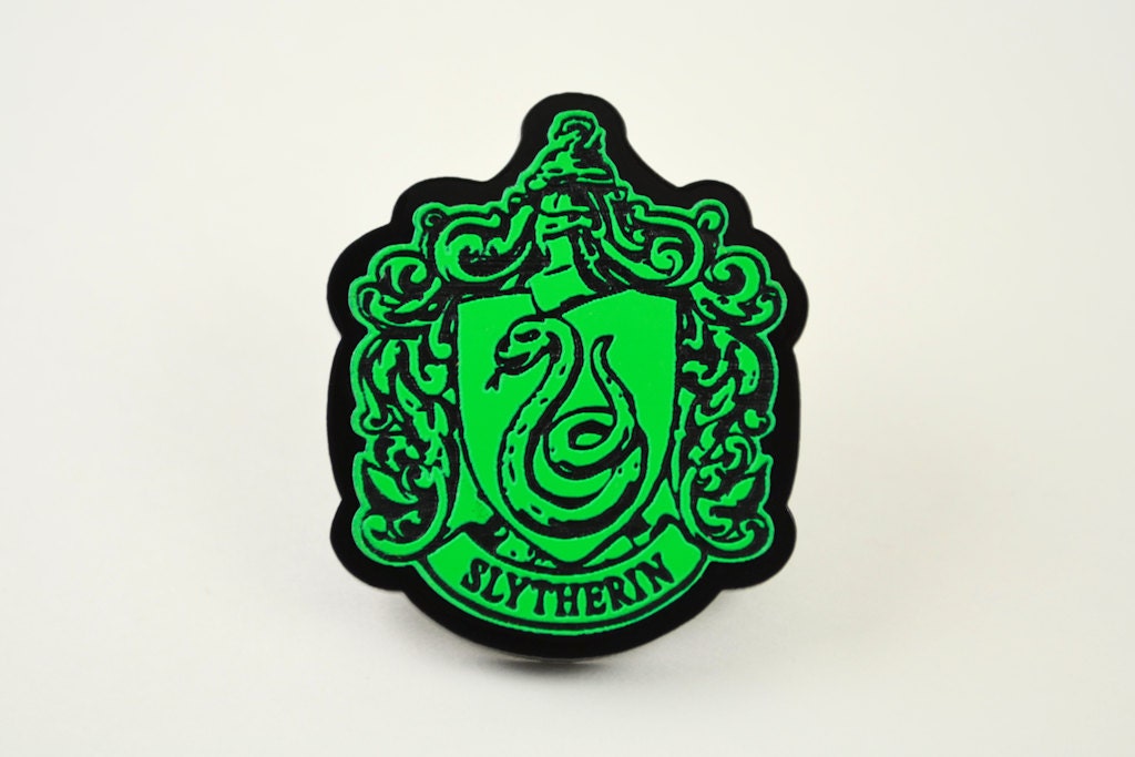 Harry Potter Slytherin House Crest Tie Tack  or Bag Pin - Laser Cut and Laser Engraved Acrylic
