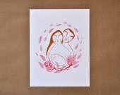8.5" x 11" - Screenprint - Familia, Family, Couple, Baby, Love - Art Print