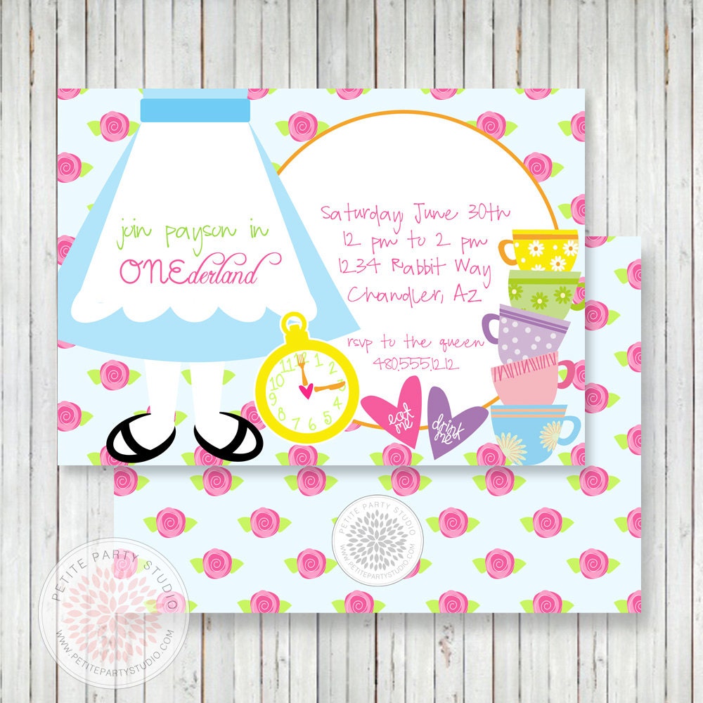 Alice in Wonderland Inspired Printable Birthday Party Invitation - Petite Party Studio Il_170x135