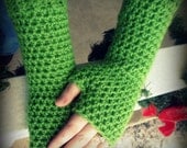 Kelly Green Fingerless Gloves Crochet