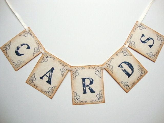 Navy Blue Wedding Cards Banner Garland