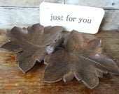 Vintage Wood Leaf Candy Bowl Made of Syroco Wood