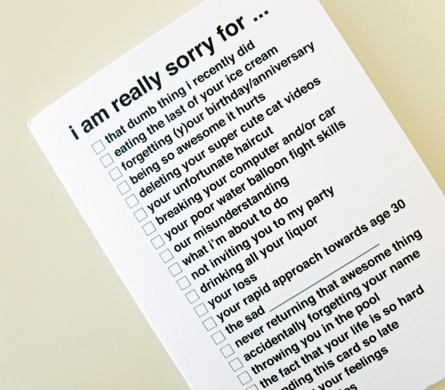 All Purpose Greeting Card - I Am Really Sorry For ... - Apology - I'm In Trouble - Humorous