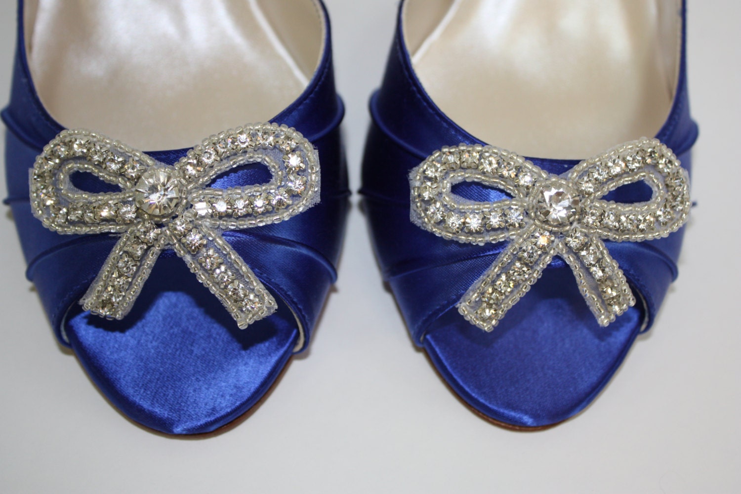 Sapphire Blue Wedding Shoes 100 Colors Crystal Bows Something Blue Bridal Shoes
