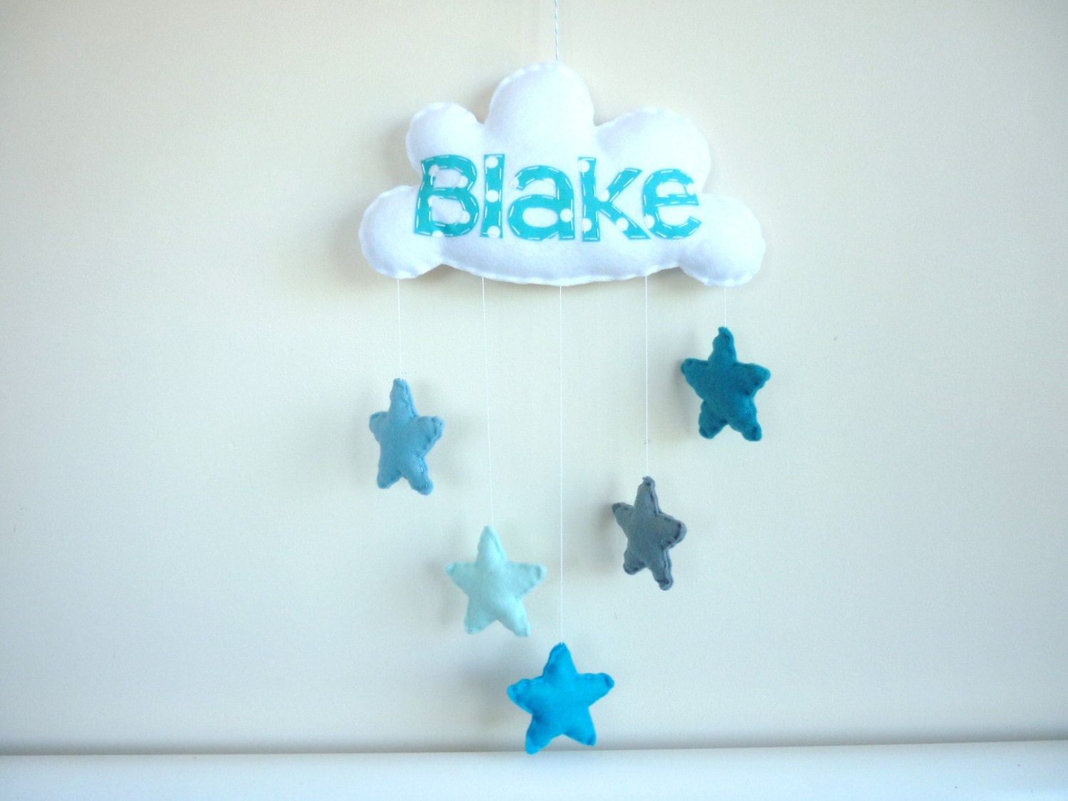 Blue Stars - Personalized Baby Mobile, Wall Hanging, Door Sign