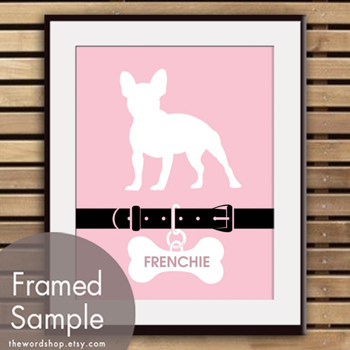 Pampered Paws (Custom Dog Art) 11x14 Art Print (Featured in Pink Lemonade and Black) Personalized Art Print