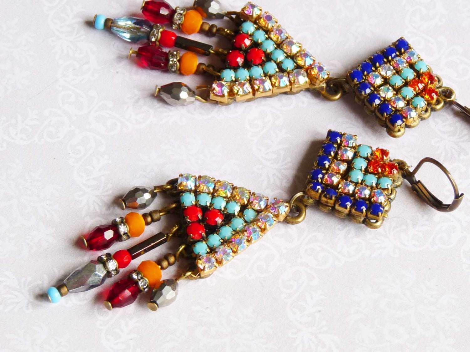 Triangle geo Tribal Rhinestone Earring Hangers
