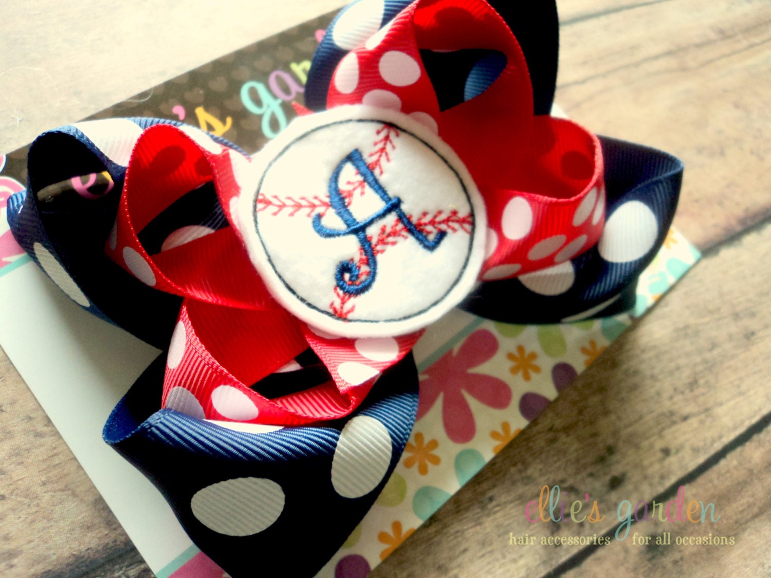 Two Layer Sports Team Boutique Style Bow  You Choose Colors Initial Or Player's Number Baseball Soccer Football Softball Volleyball Tennis
