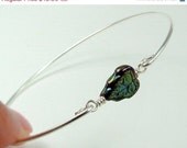 On Sale 10 % off Leaf Bracelet, Leaf Bangle Bracelet, Green Leaf Bracelet, Leaf Jewelry, Glass Leaf Bangle , Jewelry