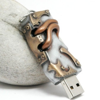 Steampunk Computer Flashdrive 8GB USB Handmade Geekery Pendant