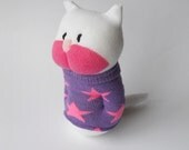 Toy stuffed animal kitten sock animal plush cat creature pink animal doll