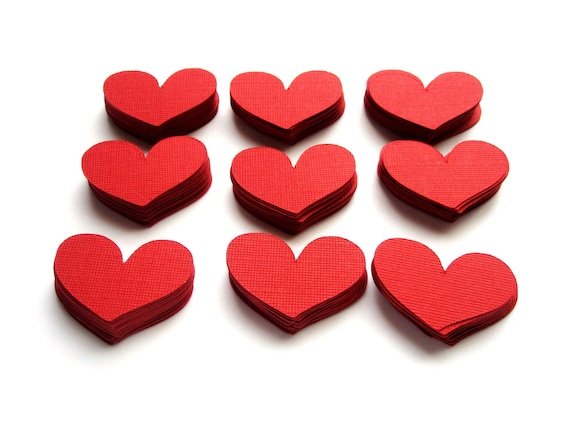 120 Red Die cut Heart 1.5 x 1 inch confetti A222 Il_570xn