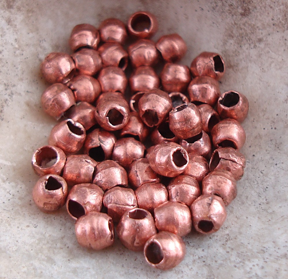 African Bicone Copper Metal Spacer Beads - 4mm x 4mm - 50 Beads