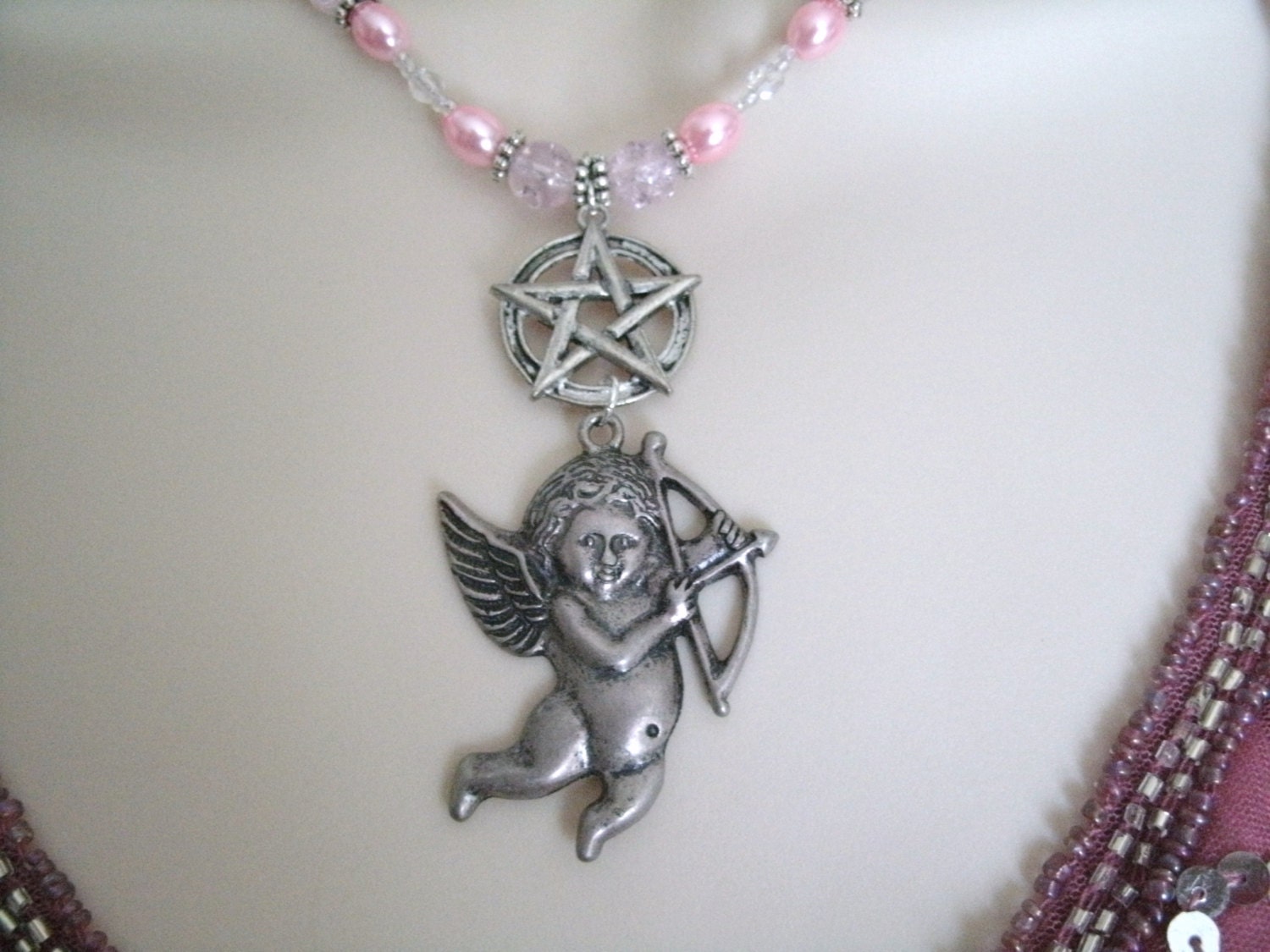 Love Attraction Pentacle Necklace, wiccan jewelry pagan jewelry wicca jewelry goddess mystic witchcraft metaphysical witch new age pentagram