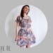 Camuflage pic nic dress in lilac gray and orange cotton with obi belt
