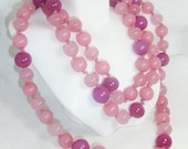 Monet Great Gatsby Flapper Pink Glass Handbeaded Fashion Necklace
