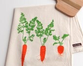 Flour Sack Towel - Carrot Trio - Hand Screen Printed - Hostess Gift