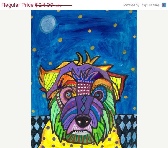 50 OFF SALE - Dog Art For Kids - West Highland Terrier Dog Art Print Poster of Modern Abstract Contemporary Painting - Wedding Gifts