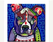 50%  OFF SALE - Pitbull coasters - dog coasters - Pop Art Ceramic Tile - American Pitbull Terrier Art Dog- Pit bull Modern Abstract Print o