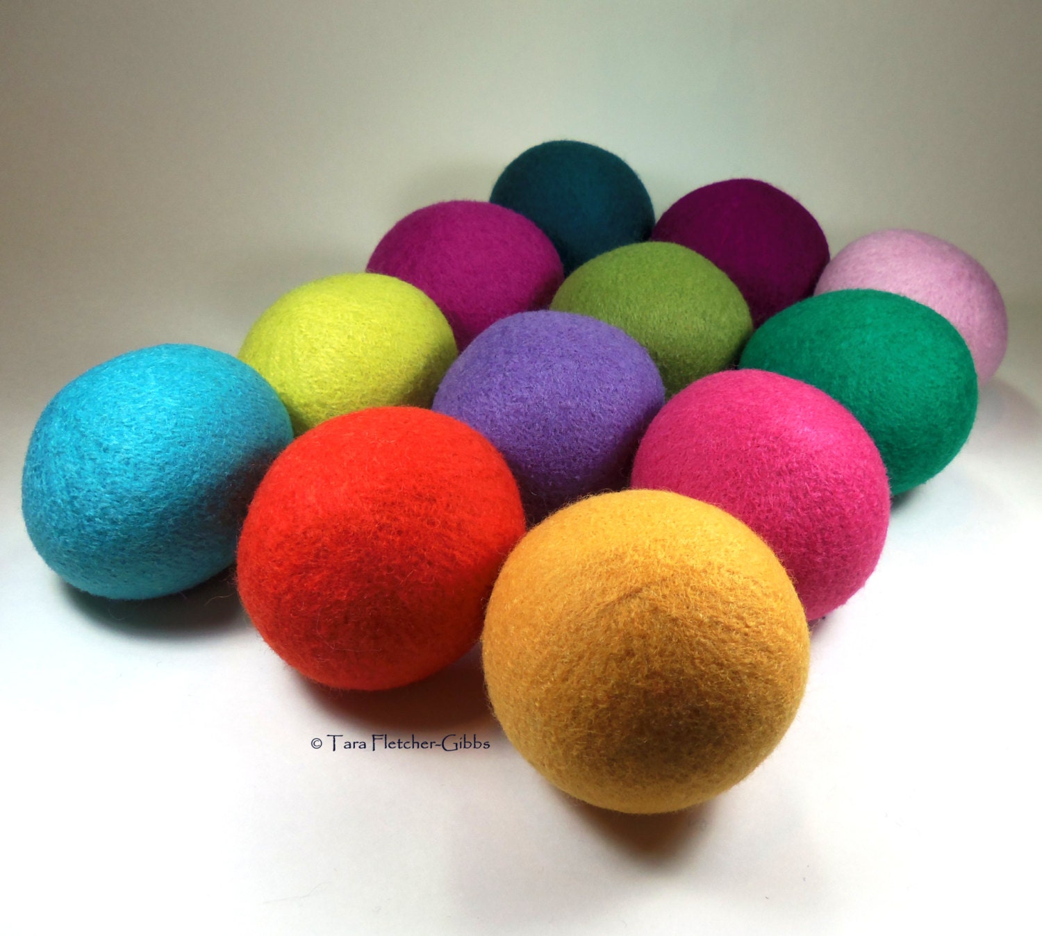 Wool Dryer Balls - Neon Delight Set of 12 Eco Friendly - Can be scented or unscented