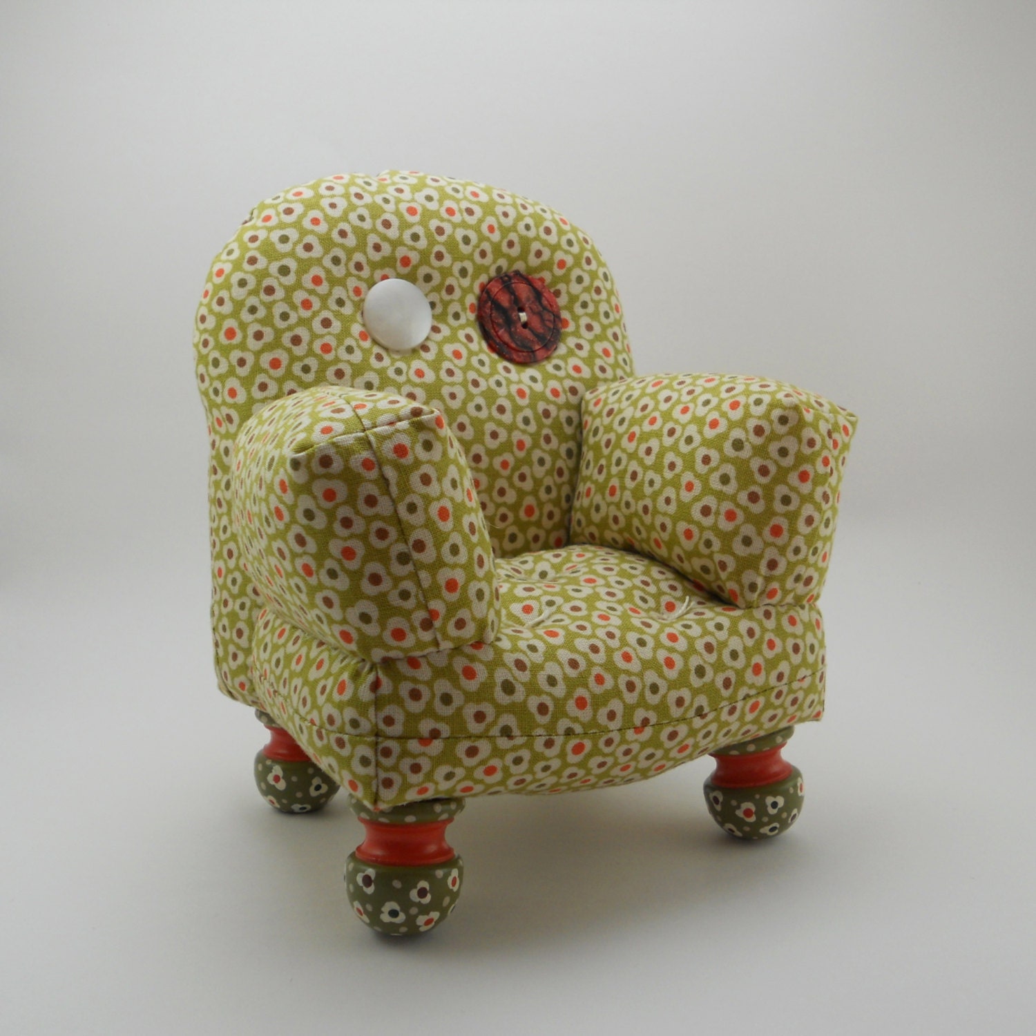 Green Bowlegged  Pincushion Chair