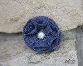 Gray Felt Flower Hair Clip With a Pearl Center