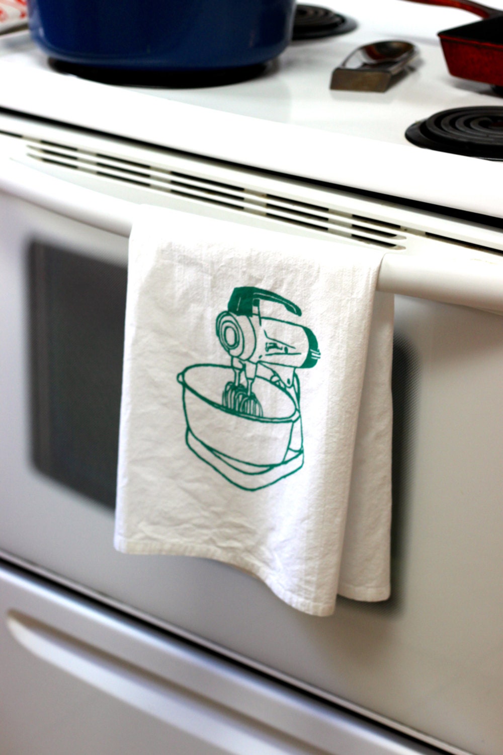 Kitsch Kitchen Retro Vintage Standmixer Tea-towel Turquoise Blue  Mid Century Modern