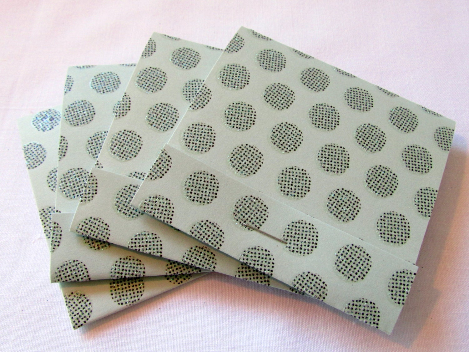 Matchbook Notebook / mint glitter polka dot