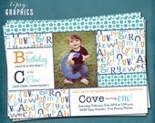 Alphabet Birthday Party ABC Photo Card Invitation. Any colors and text by Tipsy Graphics Il_170x135