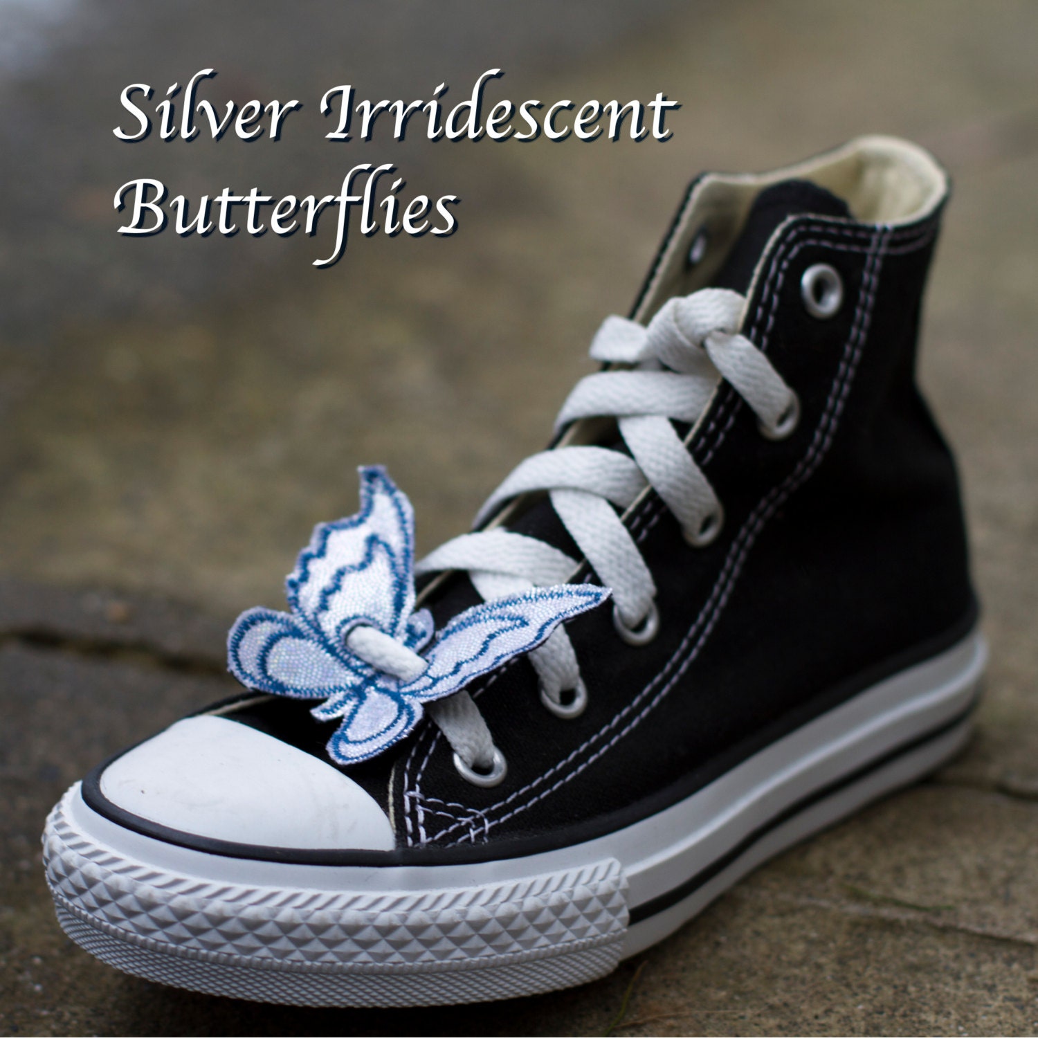 Fly MY ButterFLY Silver Irridescent Shoe Embellishments - Get your Shoe Shinez ON )( Free Shipping N. America