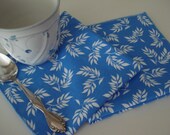 12" x 12" Certified Organic Cotton Blue and White Robert Kaufman Good Life Print  Set of 2