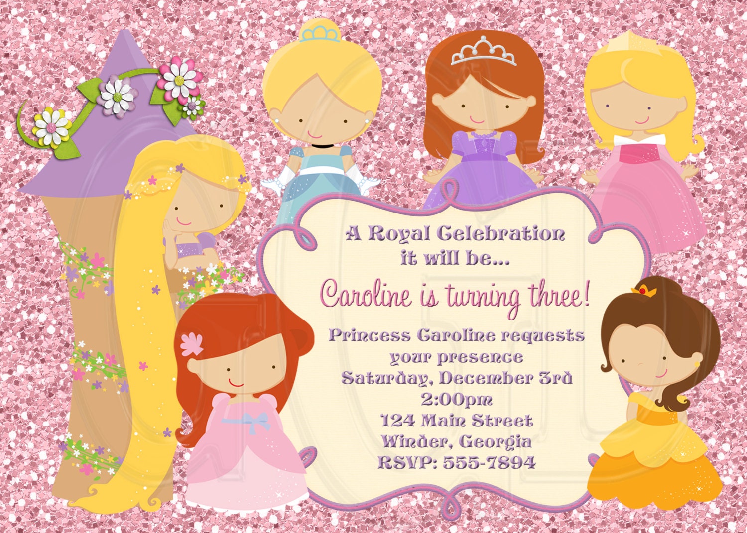 Princess Invitation Disney Inspired-Digital File