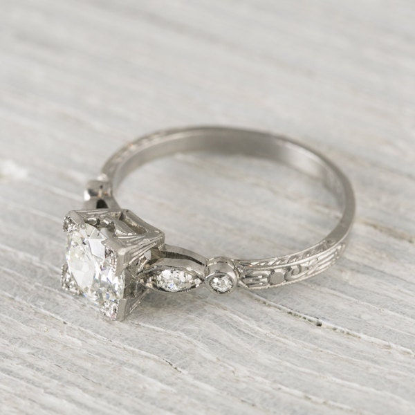 Vintage .99 Carat Old European Cut Diamond Engagement Ring