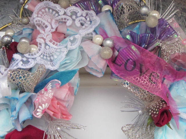 LoVE for Paper Roses VaLeNTiNeS Guinea Feathers & Rich Royal Red Velvet Home Decor wreath